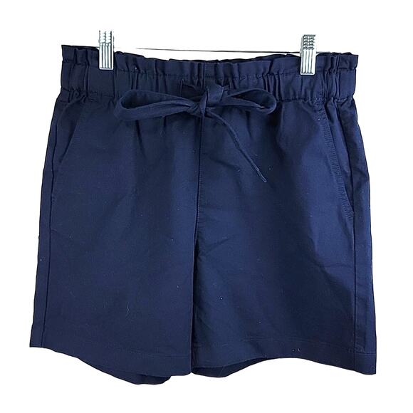 J Crew Navy Paperbag Front Tie High Waisted Lightweight Chino Shorts Size 2